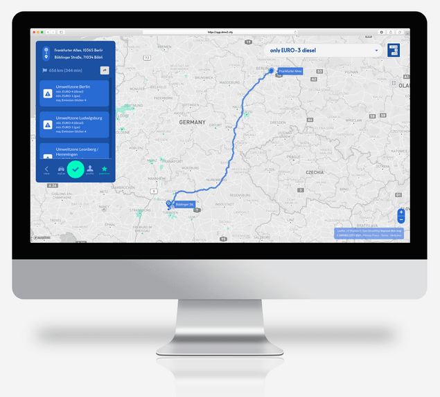 Planing the route via drive2.city
