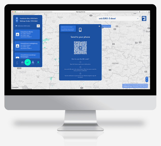 Synchronisation with mobile phone via QR code.
